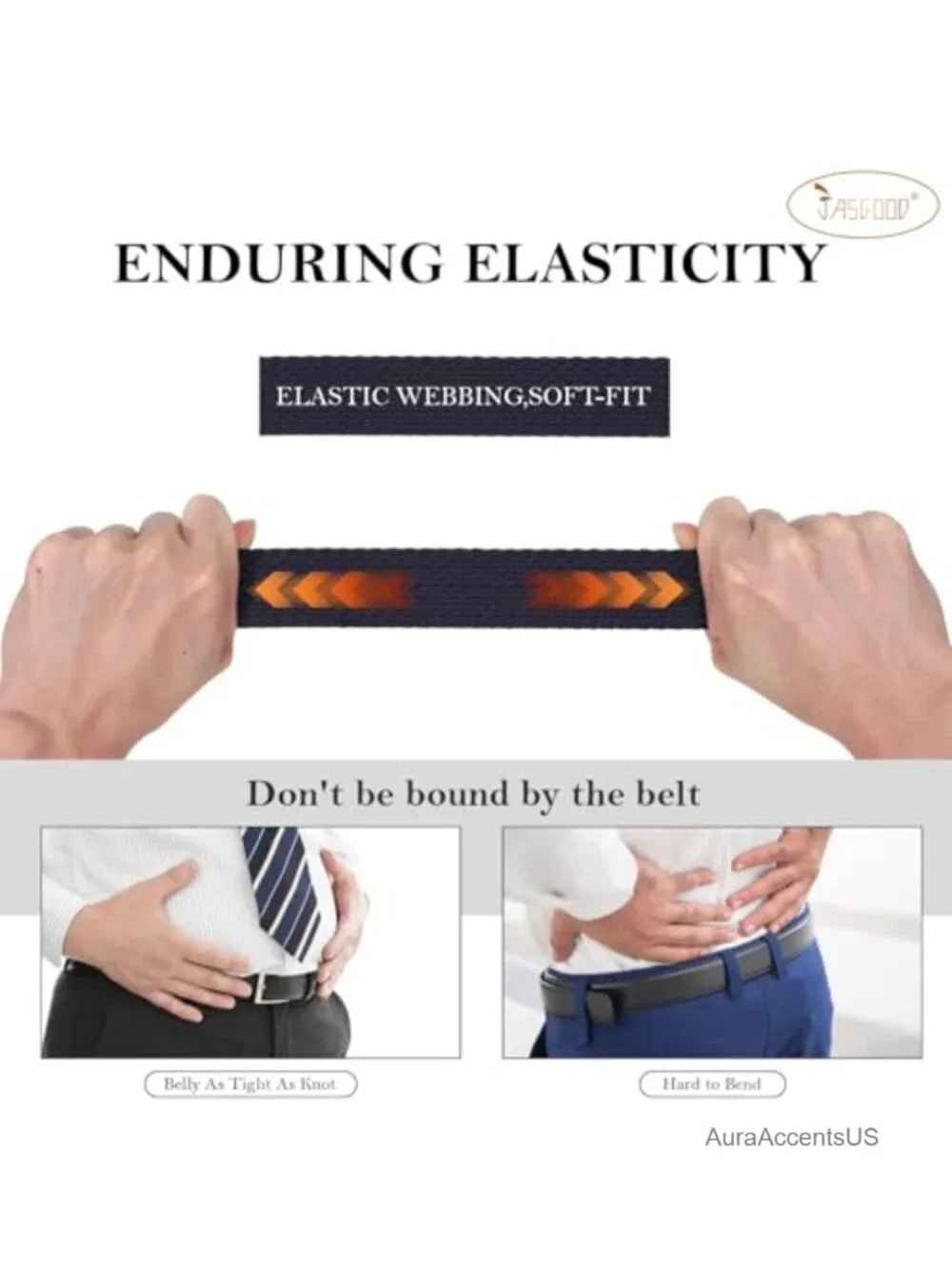 Reversible Braided Stretch Belt with Rotating Buckle for Men